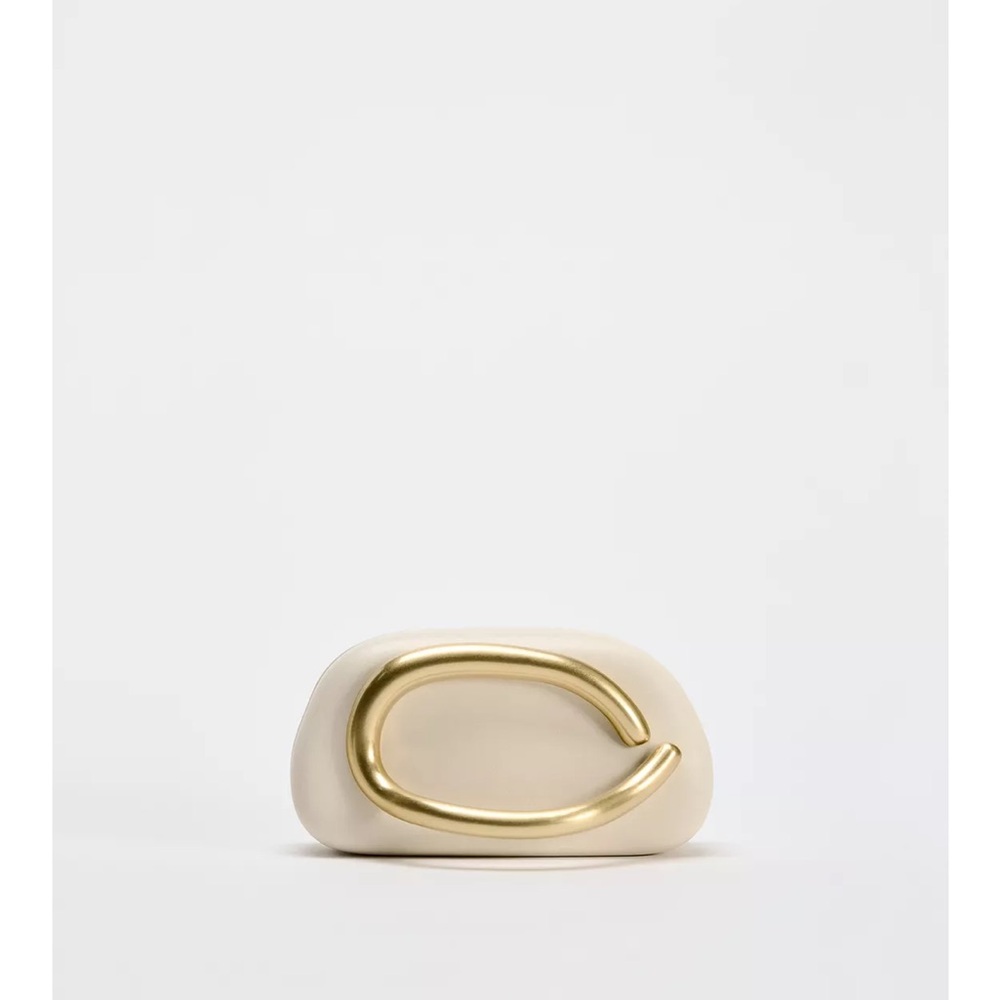 NWT Elegant Cream and Gold Clutch